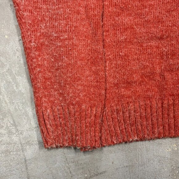 Lacoste Mohair Blend Fuzzy Sweater Crewneck Knit Lightweight Orange Small - Picture 3 of 6